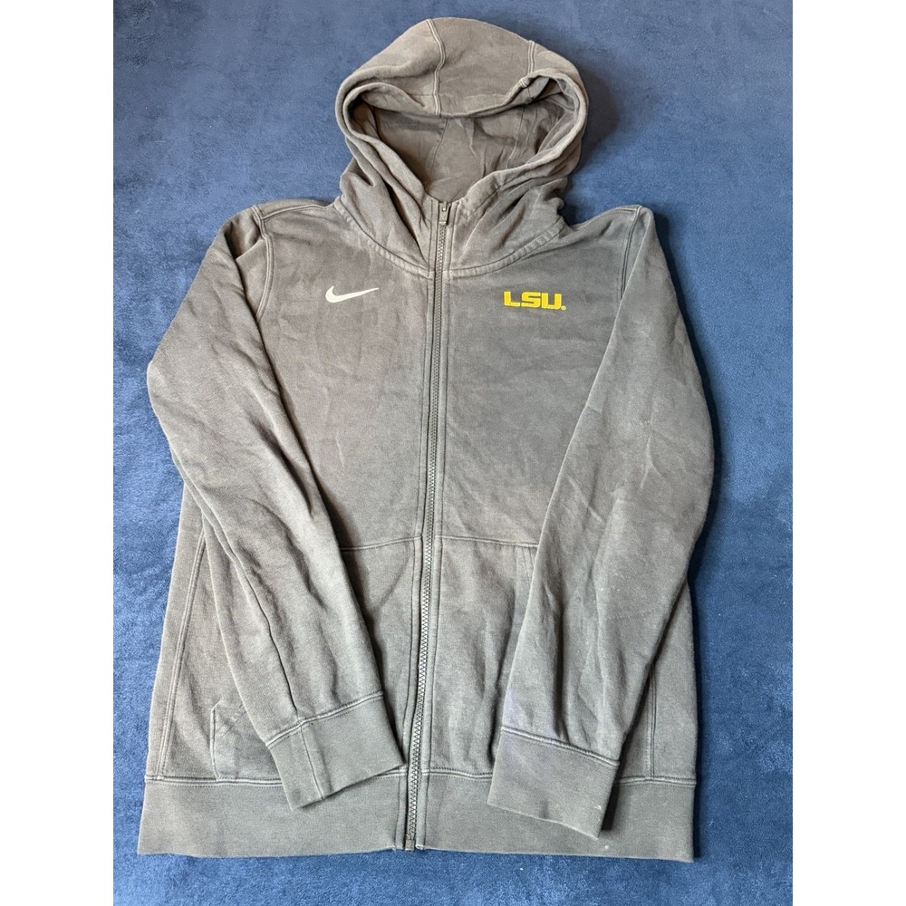 Nike Team LSU Tigers Therma Fit Full Zip Hoodie Jacket Gray Men’s Large L